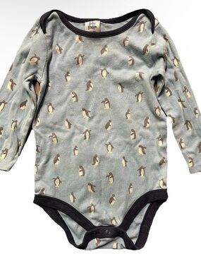 Baby Boden Long Sleeve Bodysuit Blue Penguins Size 12-18 Months